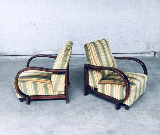 Image 1 of Art Deco Reclining Bentwood Armchair Lounge Chair Set 1930's