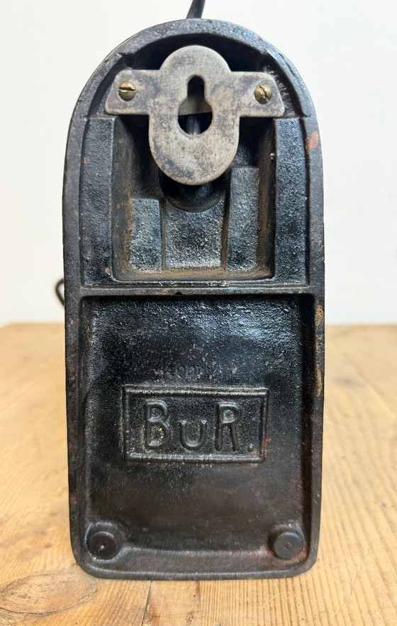 Image 1 of Lampe de table vintage en émail vert de BUR, années 1930