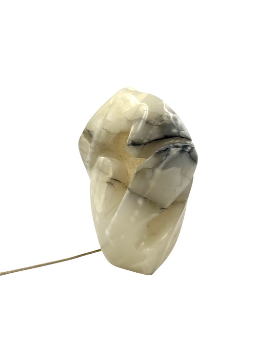 Image 1 of Sculpturale albasten tafellamp, Frankrijk 1980