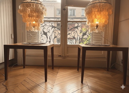 2 Parelmoeren Lampen 75 cm – Vintage Design / Decor