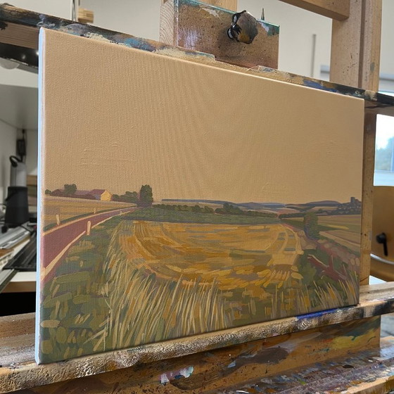 Image 1 of Strada di campagna, pezzo unico, dipinto, dipinto a mano, pezzo unico, 45 x 30 cm, pittura acrilica su tela