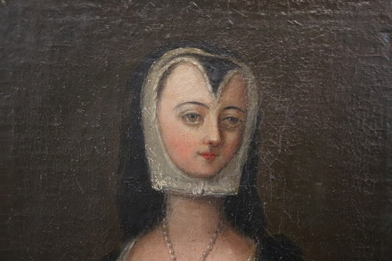 Image 1 of Retrato de una joven renacentista, óleo sobre lienzo, Italia, principios del siglo XVIII