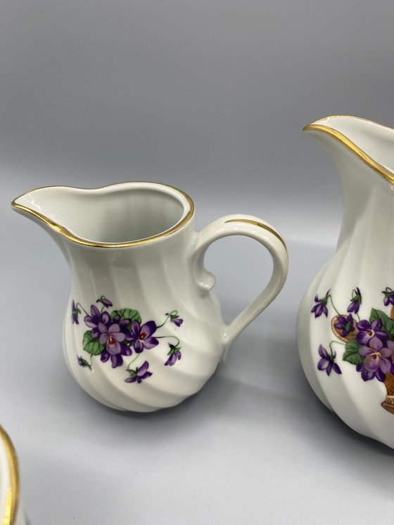 Service à café en porcelaine décoré de violettes et de dorures - Mazagrans – Vaisselle (photo 5 of 10)