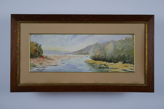 Image 1 of P. Chaumette, Lakeside Landscapes, 1930 - Pair of framed watercolors.