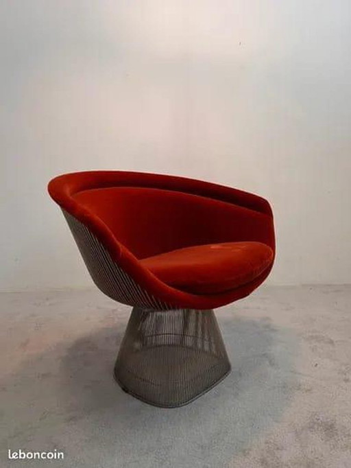 Platner Lounge Chair – Large Mid Century Fiberglass Shell, Steel Base Accent Chair
