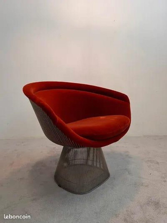 Image 1 of Platner Lounge Chair – Large Mid Century Fiberglass Shell, Steel Base Accent Chair
