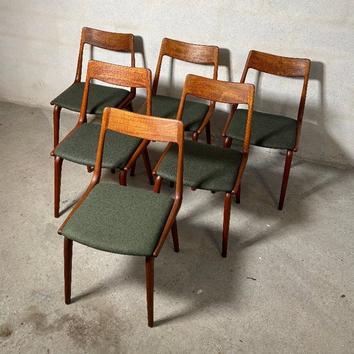 6x Boomerang chairs by Alfred Christensen vintage Danish