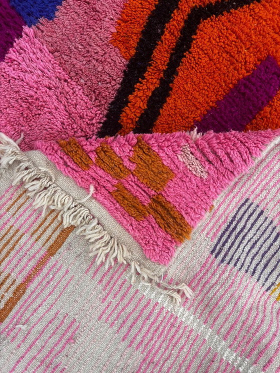 Image 1 of Tapis marocain rose fait main 200x310 cm, tapis doux et moelleux, décoration bohème