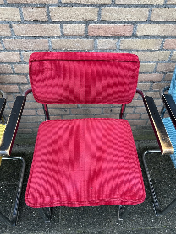 Image 1 of 4 chaises en tissu côtelé avec structure tubulaire chromée