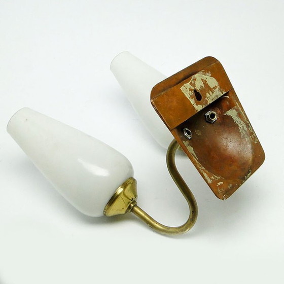 Vintage 2-Armed Wall Lamp in Brass, 1970s – Wall lights, Glass, Metal (photo 7 of 9)
