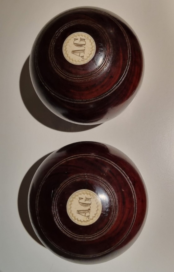 Thomas Taylor Glasgow wooden bowls, set of two, Decorative Objects, Other, Brown, Vintage (photo 7 of 7)