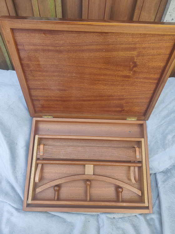 Image 1 of Scandinavian Vintage Wall Coat Rack in a Wooden World Map