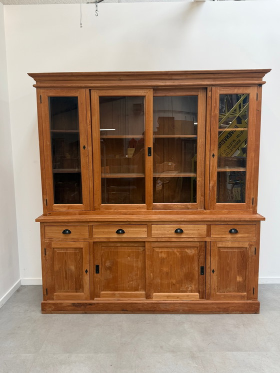 Image 1 of Large Solid Teak Display Cabinet / Hutch – 220 cm