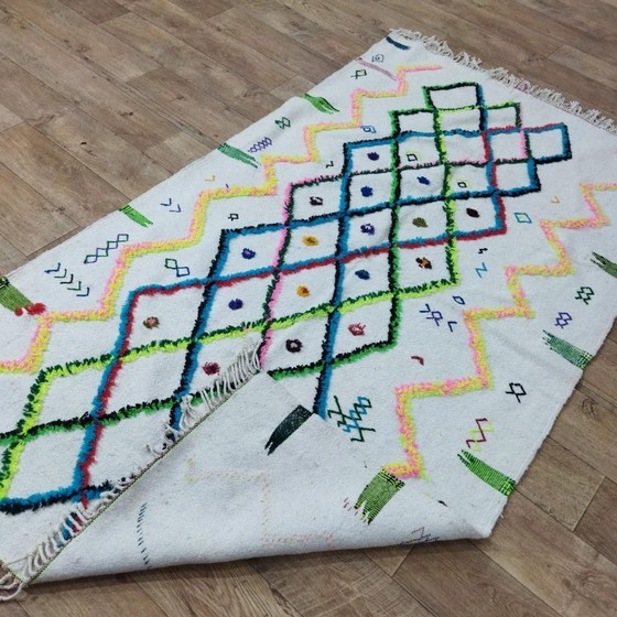 Image 1 of Traditioneel Azilal Berber-kleed – 100% natuurlijke wol, handgeweven (222 × 128 cm)