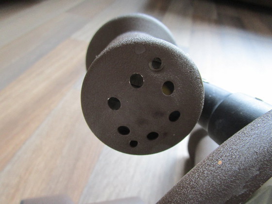 Image 1 of Vintage brown metal ceiling lamp with three adjustable spotlights.