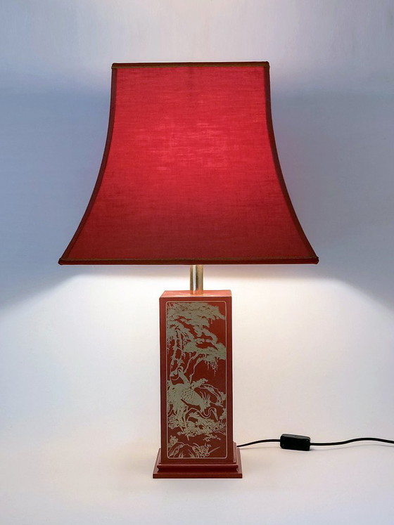 Chinoiserie Table Lamp Claude Mahey – Textile, Vintage (photo 9 of 15)