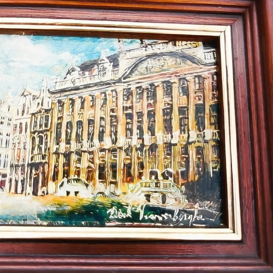 Vintage Dirk Vanoverberghe Miniature Oil Painting Grand Place Brussels 1970s – Paintings & Drawings, Wood (photo 5 of 5)