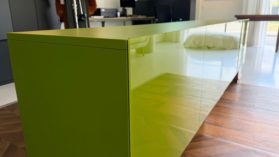 Image 1 of Lago ‘Amplia’ designer wall cabinet – floating sideboard in olive green