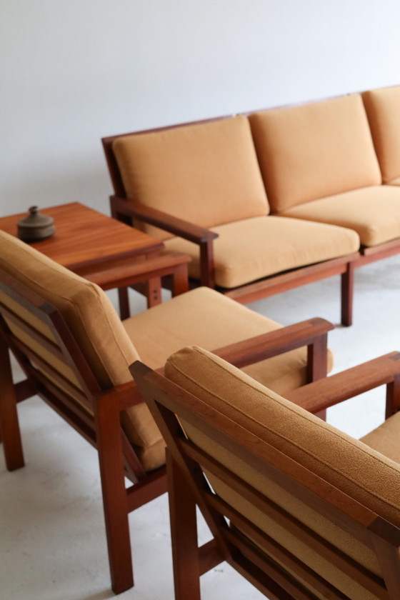 Vintage Capella 3-seater sofa Illum Wikkelso 1960s, Eilersen, 3-5 seaters, Wood, Textile, Yellow (photo 8 of 10)