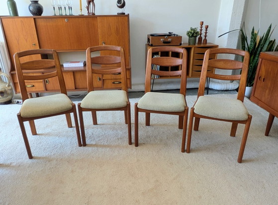 Image 1 of Vintage set van 4 Deense teakhouten eetkamerstoelen, Holstebro Möbelfabrik 