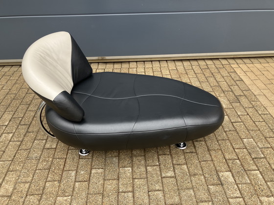 Image 1 of Leolux Kikko Chaise longue relax Senso pelle nera ZGAN!!!