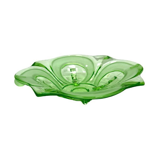 Image 1 of Jardinera/fuente para servir de cristal verde estilo Art Déco, Walther Glas, Irene, Alemania, 1960.