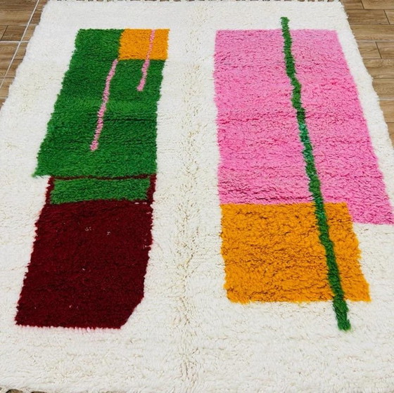 Image 1 of Alfombra bereber de lana natural, tejida a mano con métodos tradicionales, tamaño 2/3 m.
