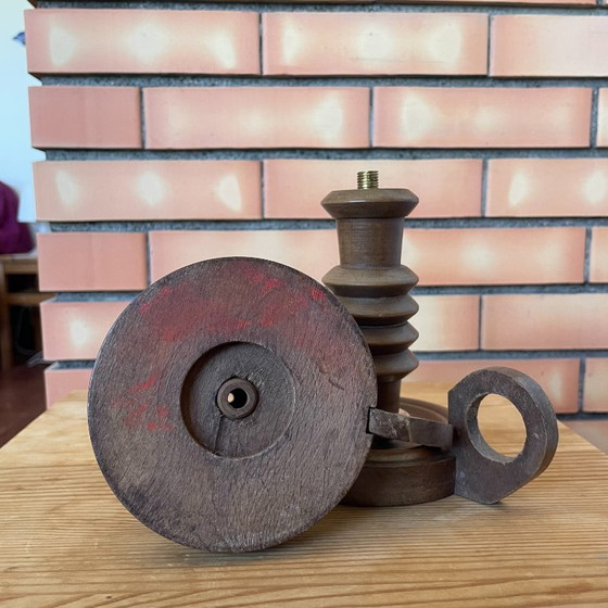Pair of Rustic Vintage Wooden Table Lamps (photo 5 of 5)