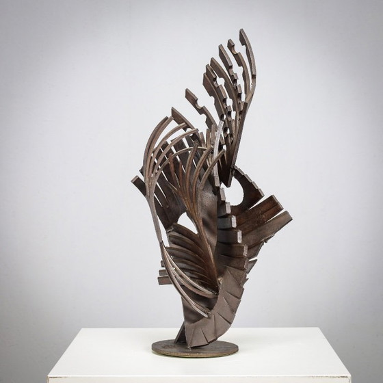 Image 1 of Brutalistische abstracte ijzeren sculptuur, gesigneerd CH, Nederland, jaren 1960