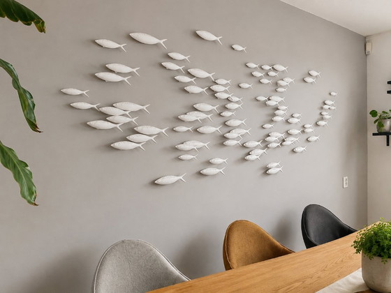 Exclusieve 3D Muurkunst 'School of Fish' – Modern & Scandinavisch Design (250 cm) – Beeldhouwkunst (photo 13 of 17)