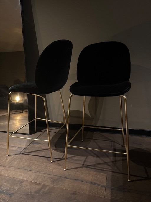 Beetle Counter Chair Upholstered Black Velour