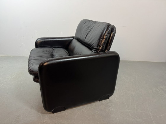 Image 1 of Mid-Century Italian Design Black Leather Lounge Chairs by Titina Ammannati & Giampiero Vitelli for Brunati, Italy, set/2, 1970s