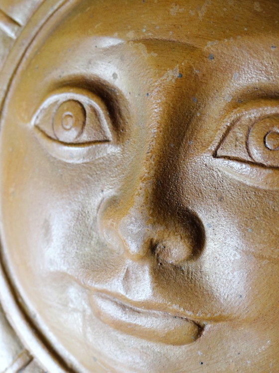 Piatto da Parete Sole Antropomorfo in Terracotta Patinata, Italia Vintage 1996 – Decorazioni murali, Ceramic (photo 8 of 12)