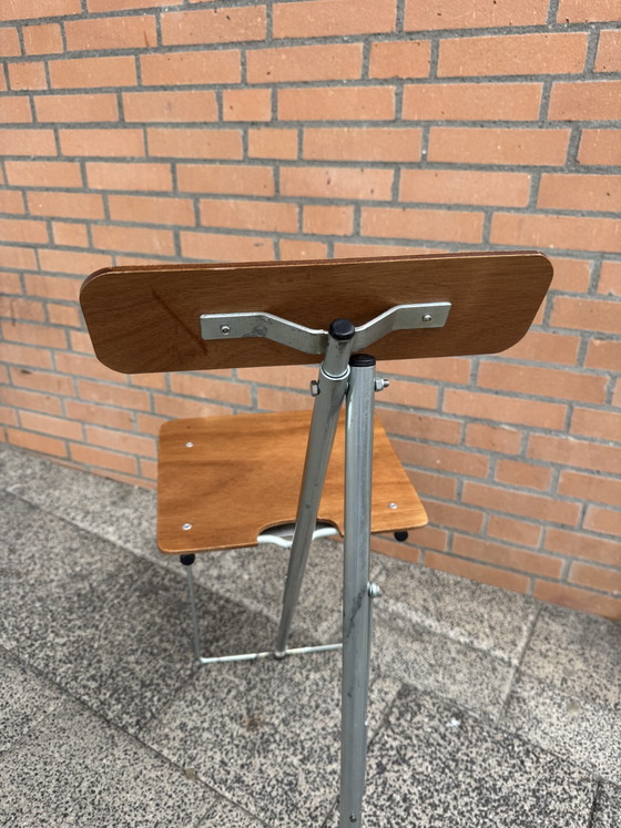 Vintage Minimalist Klapstoel / Architectenstoel – Modern Design – Fauteuils, Chrome, Wood (photo 15 of 15)