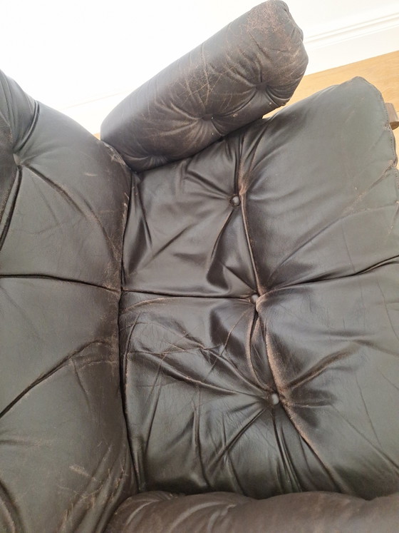 Image 1 of Originele Falcon Chair & Ottoman – Sigurd Ressell (Zeldzame Chromen Spakenvoet)