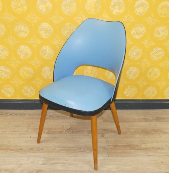 Image 1 of 50's 60's Cocktail Chair bleu clair rockabilly Classic Chair bois Cocktail Chair plastique rétro vintage