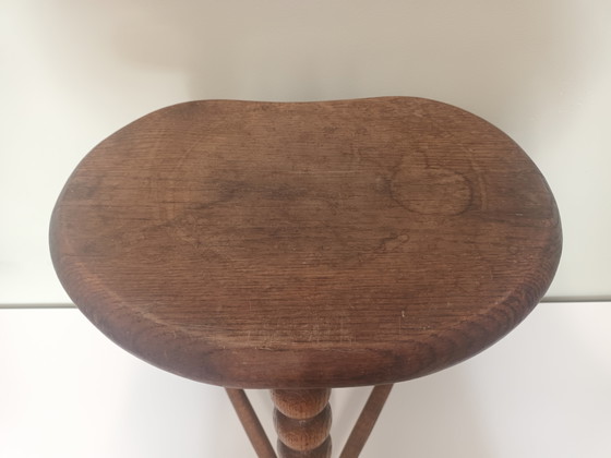 Image 1 of Wooden stool with turned legs