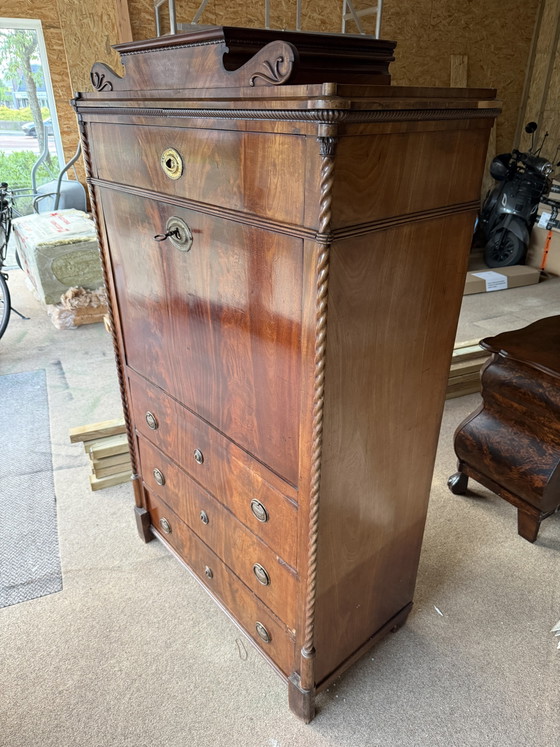 Secreter antiguo Biedermeier, finales del siglo XIX. – Armarios, Wood, Brass (photo 2 of 15)