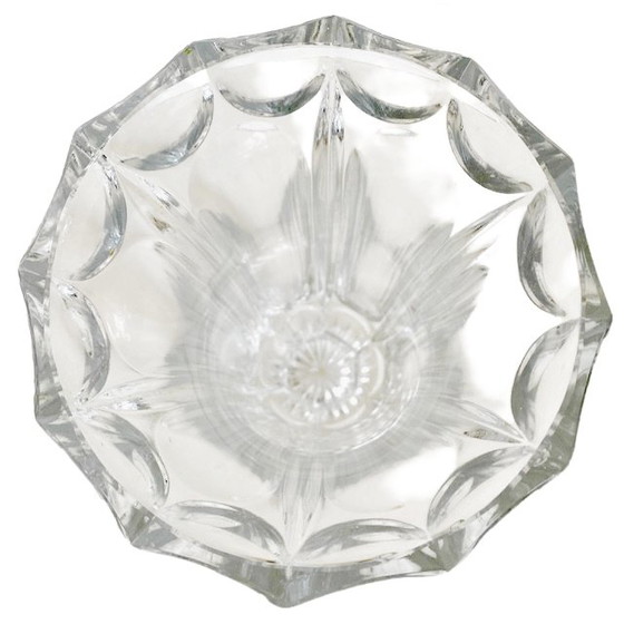 Image 1 of Vase en cristal vintage motif art déco 1950s