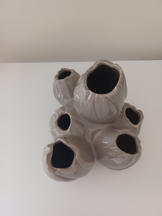 Image 1 of Serax. Maxi flower (tulip) vase, coral. 6 holes. Taupe.