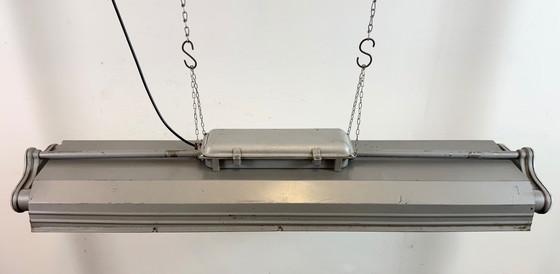 Image 1 of Lampadario industriale grigio a sospensione di Polam Gdansk, anni '70