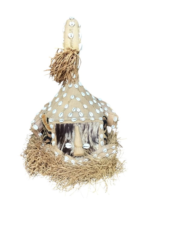 Maschera-elmo elefante Kuba Mukyeem / Mukenga, Congo, Cipree & rafia, Decorazioni murali, Tessile, Marrone (foto 9 di 9)
