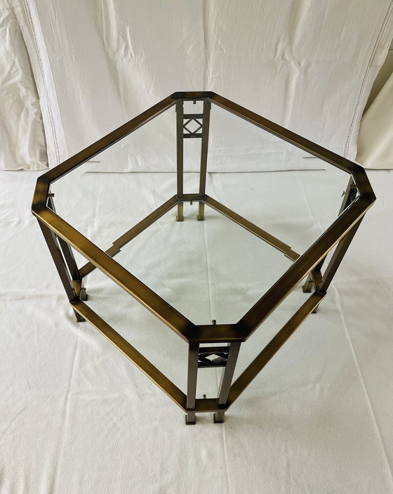 Image 1 of Table d'appoint vintage Belgo Chrom - Sélection Dewulf (années 70-80), style Hollywood Regency