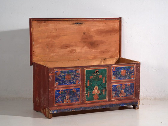 Coffre ancien peint à la main avec motifs floraux (Année 1907) #100 – Commodes (photo 21 of 40)