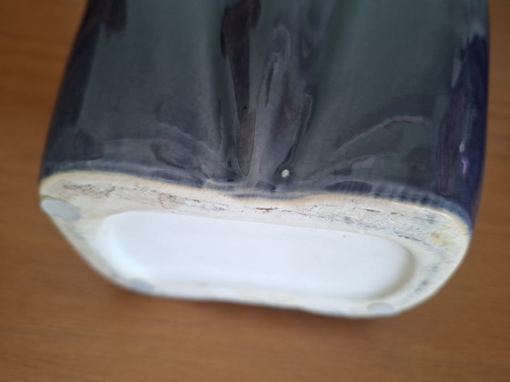 Image 1 of Large Sculptural Postmodern Ceramic Vase in Deep Violet Glaze – 35 cm