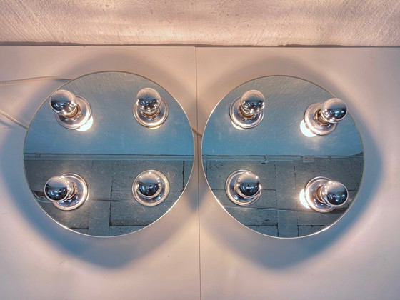 Image 1 of 2 lampade da parete Fischer Leuchten Lampade a Ufo in vetro a specchio design anni '70-'80