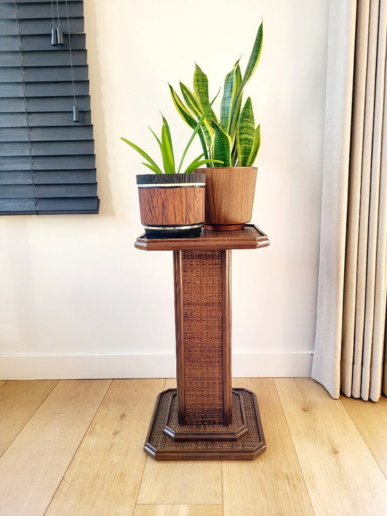 Image 1 of Rattan column or pedestal, vintage, 70s or 80s
