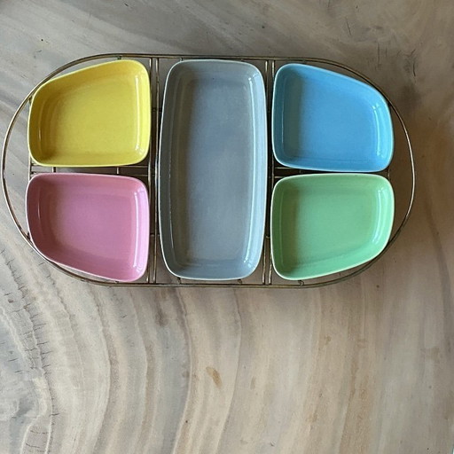Mid- century pastel aperitief set , compleet