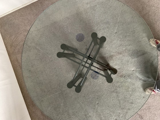 Round Glass Dining Table Late 80s – Metal (photo 2 of 5)