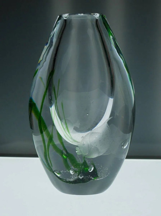 Image 1 of Seaweed & Fish Vases by V. L. Kosta, Set of 2
